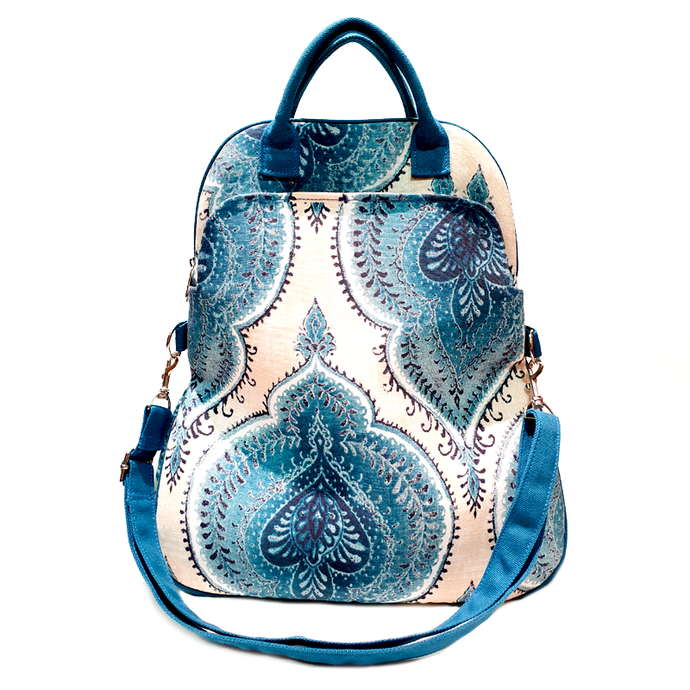 Liz - Teal & White Paisley